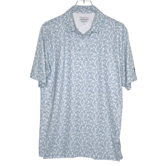 Straight Down M Mens Blue Floral Performance Polo Golf Outdoor *flaw - Picture 1 of 12